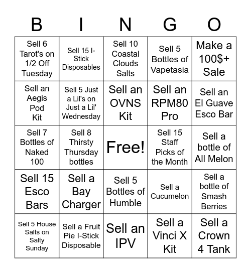 SALES BINGO Card