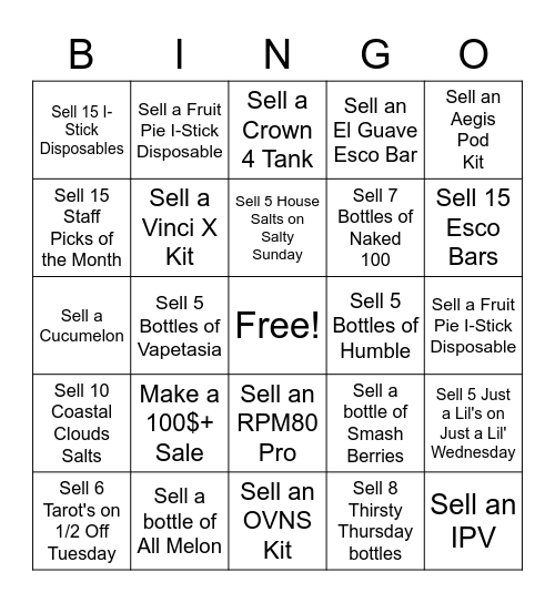 SALES BINGO Card