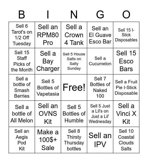 SALES BINGO Card