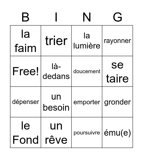 Le Petit Prince XXII - XXV Bingo Card