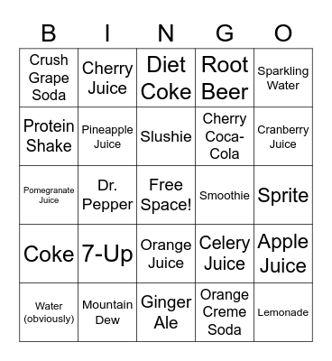 Drinks I've Had Bingo Card