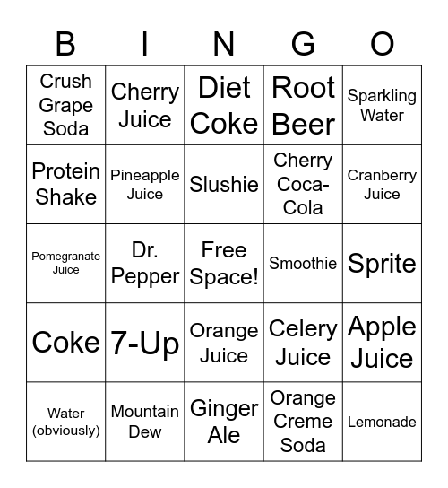 Drinks I've Had Bingo Card