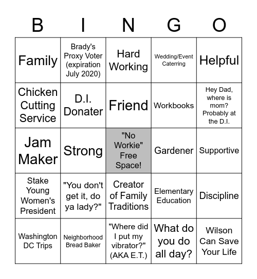Kristine Millerberg Bingo! Bingo Card