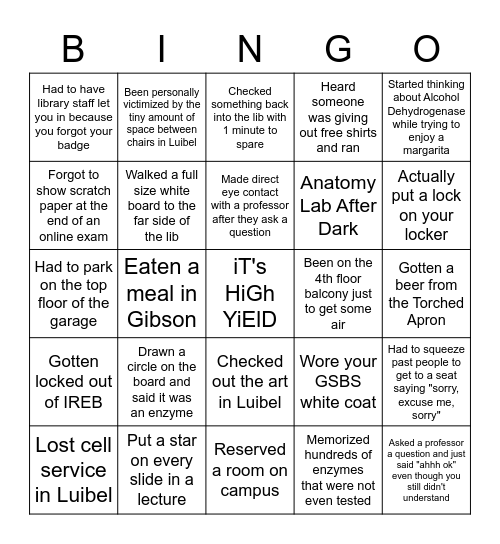 Science Masters Bingo Card