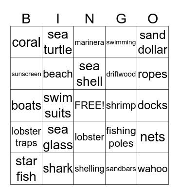 Bahama Bingo Card