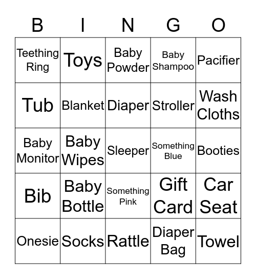 Baby Shower Bingo Card