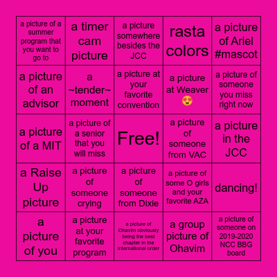 Ohavim End of Year Yearbook Bingo! Bingo Card