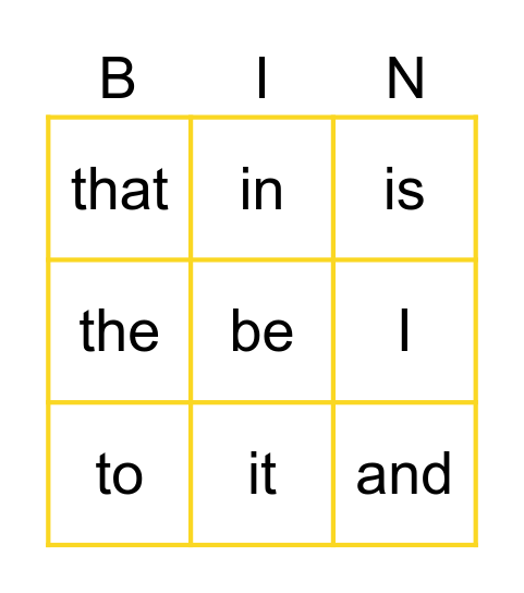 Golden Bingo Card
