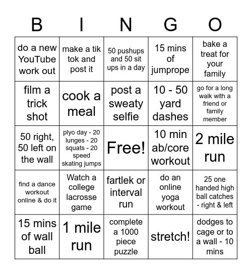 STEPS Bingo Card