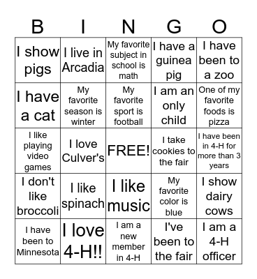 Ice Breaker Bingo Card