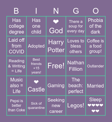 What do we have in common? Bingo Card