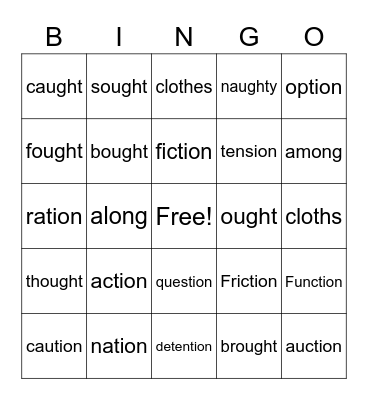 AWWW words! Take some action!! Bingo Card