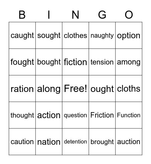AWWW words! Take some action!! Bingo Card