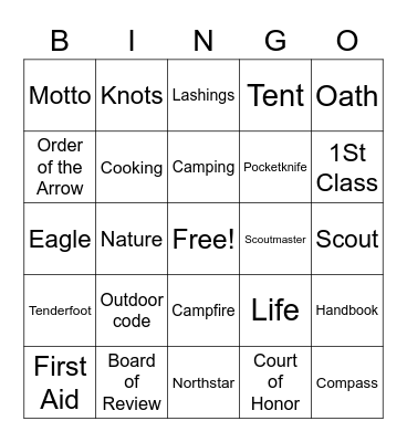 BOY SCOUT Bingo Card