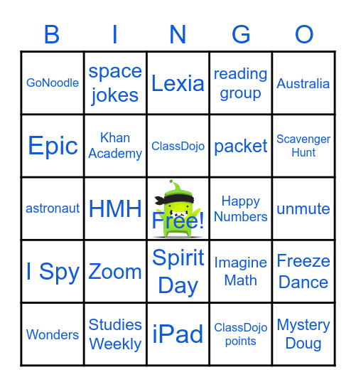 Distance Learning Bingo Card