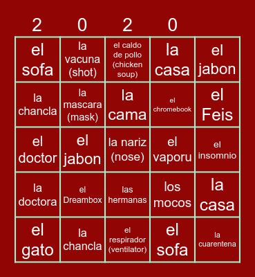 Loteria 2020 Bingo Card