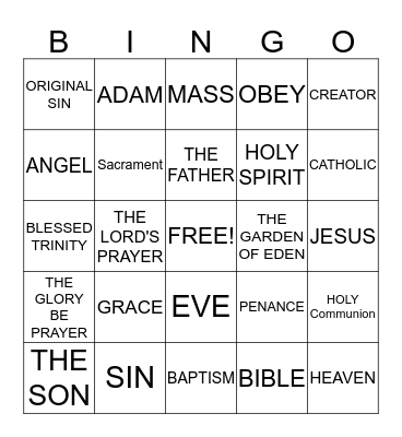 RELIGIOUS EDUCATION CLASS (Chapt. 1-6) Bingo Card