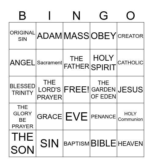 RELIGIOUS EDUCATION CLASS (Chapt. 1-6) Bingo Card