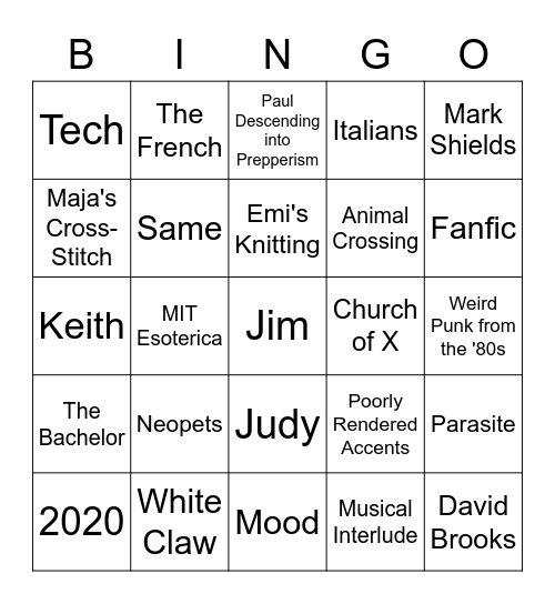 BInGo Jonte Bingo Card