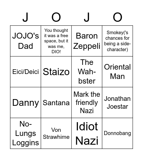 Dead People Who Won't Come Back Bingo Card