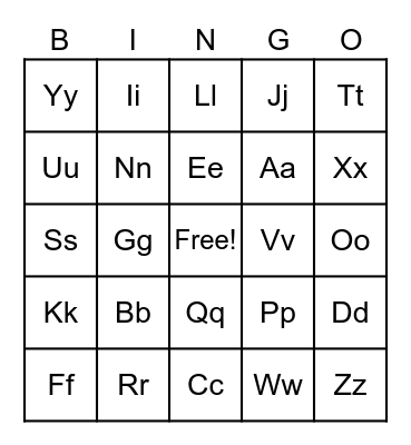 Alphabet Bingo Card