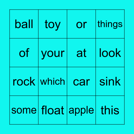 Float or sink bingo Card