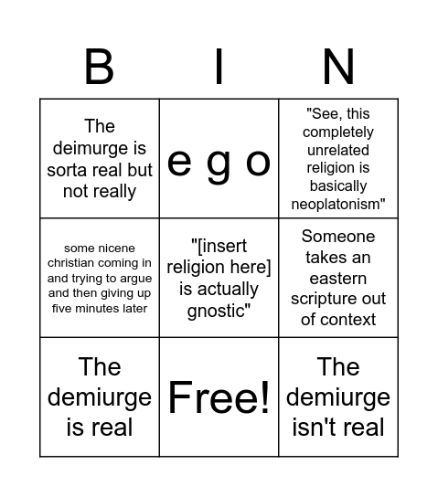 Gnostic hub bingo pt.2 Bingo Card