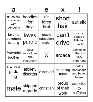 are you like alex? Bingo Card