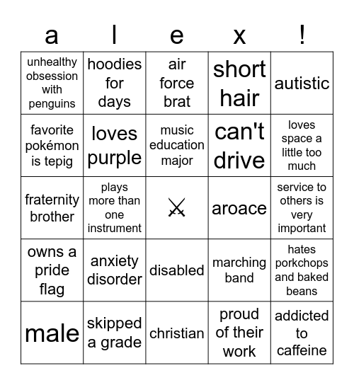 are you like alex? Bingo Card