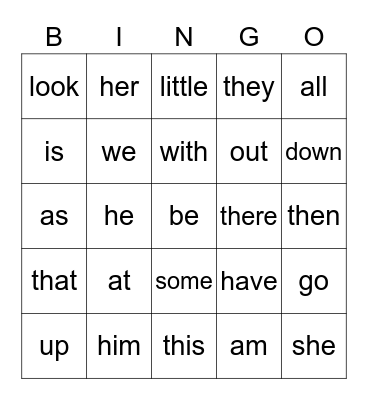 Sight Words level 2 Bingo Card