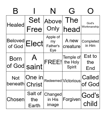 KOTR's "I Am" Bingo! Bingo Card
