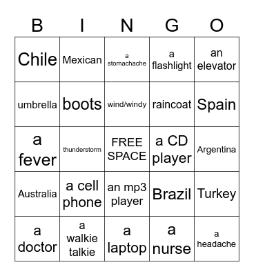 Level 3 Vocabulary Jingo Bingo Card