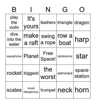Level 4 Vocabulary Jingo Bingo Card