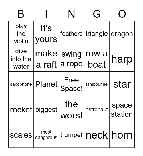 Level 4 Vocabulary Jingo Bingo Card