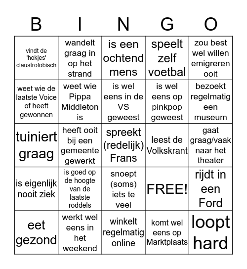 Beleidsinformatie Bingo Card