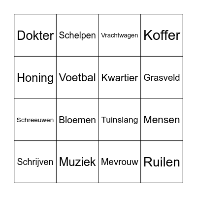 Woordbingo Card