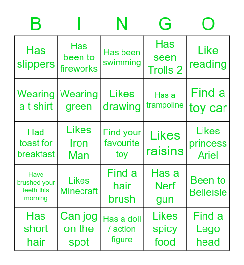 Ben's Bingo Card