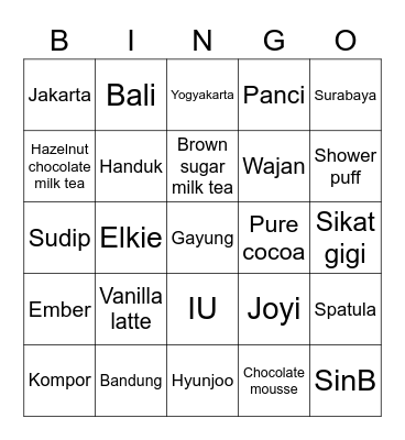 Bingonya Hyunjoo Bingo Card