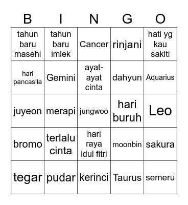 Eri Sachiko Bingo Card