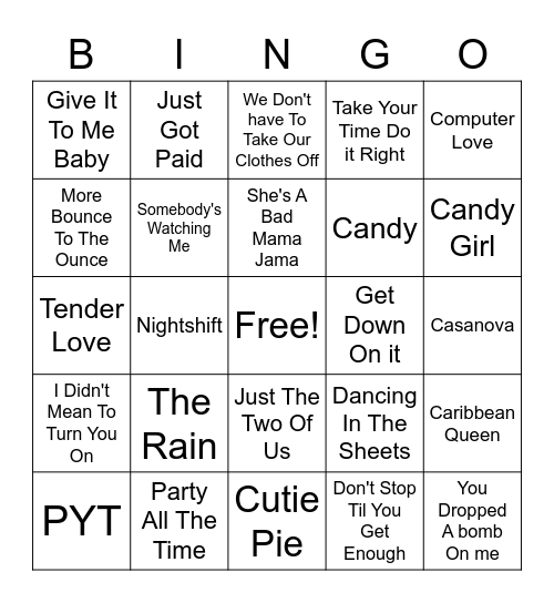 80s Soul Bingo Card