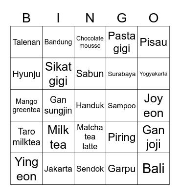 punya sinbiiiiiii Bingo Card