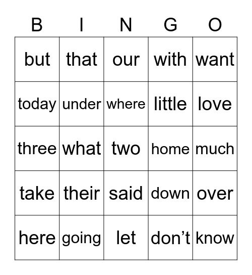 Robin’s Sight Word Bingo! June 2nd Bingo Card