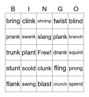 5 Sounds in a Word Bingo Card