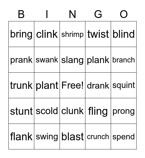 5 Sounds in a Word Bingo Card