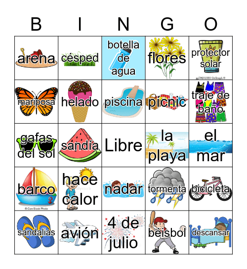 BINGO de verano Bingo Card