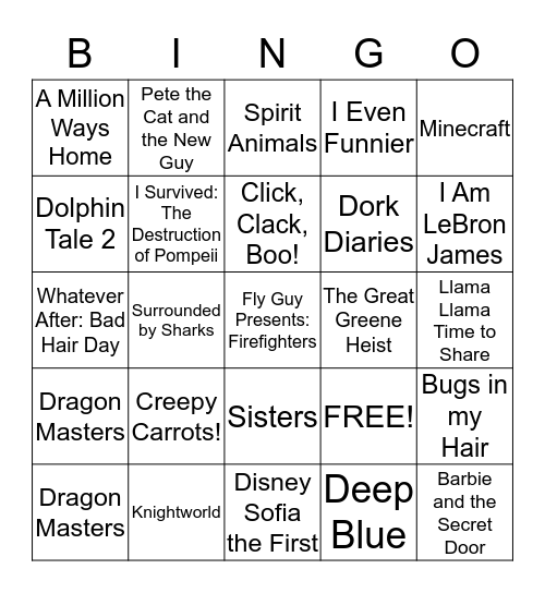 Fall Book Fair 2014 Bingo Card