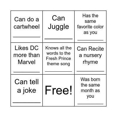 Human Bingo Card