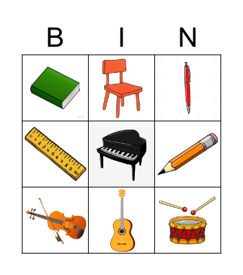 CLASSROOM OBJECTS Bingo Card
