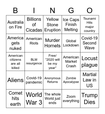 2020 Bingo Card