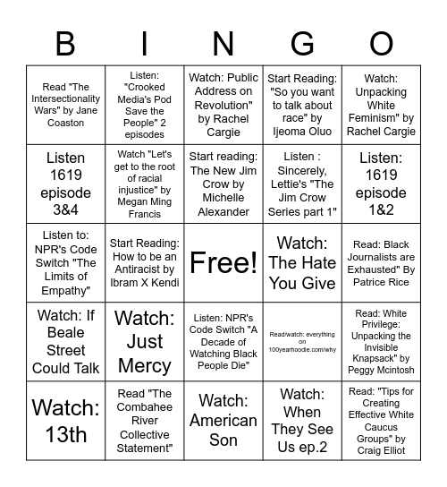 Let's Get Educated Bingo Card